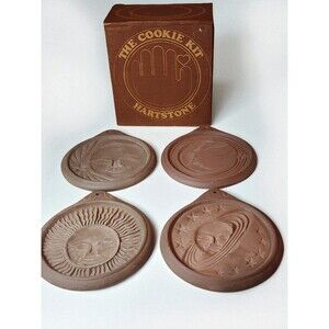 Hartstone Cookie Kit – Set of 4 Terra Cotta Cookie Molds w/ Box – Sun Moon Stars